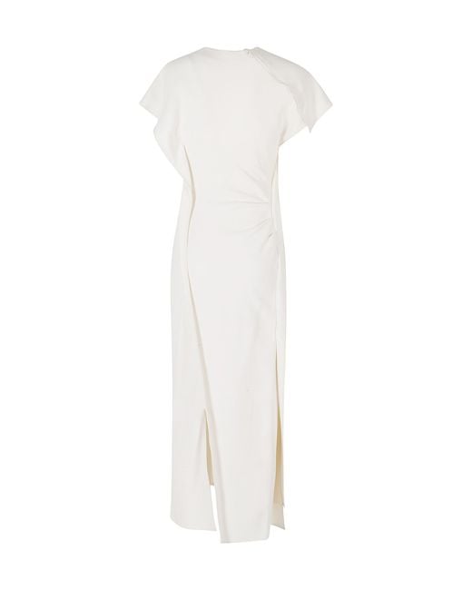 Victoria Beckham White Victoria Drape-Detail Midi Dress