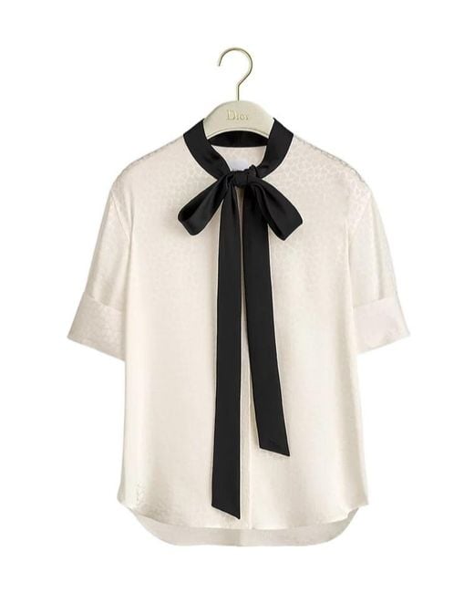 Dior White Blouse With Tied Collar