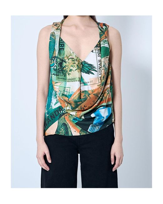 Kiko Kostadinov Green Printed Blouse