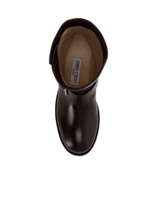 Jimmy Choo Brown Round-Toe Ankle Boots