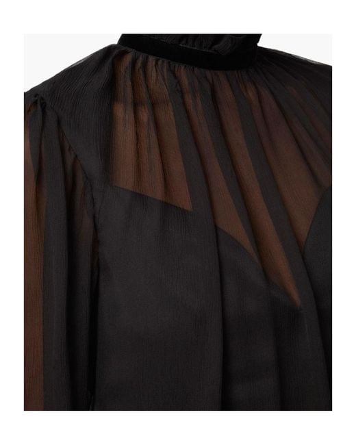 Nina Ricci Black High-Neck Balloon-Sleeve Mini Dress