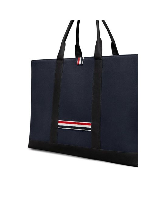 Thom Browne Blue Striped Medium Tool Tote Bag