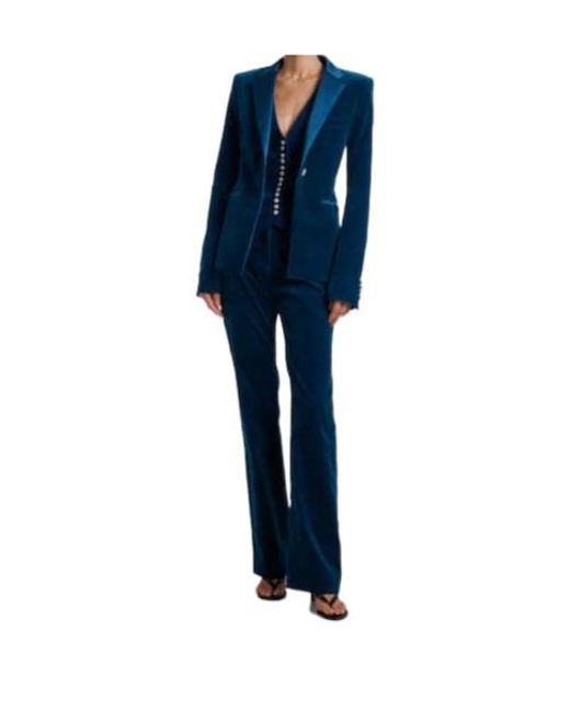 Rabanne Blue Cotton-Blend Velvet And Satin Blazer