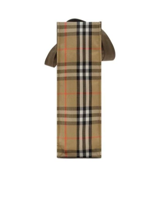 Burberry Green Checked Logo Patch Tote Bag for men