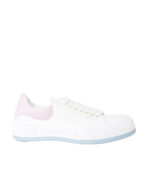 McQueen White Deck Plimsoll Lace-Up Sneakers