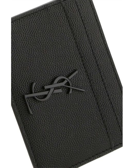 Saint Laurent Black Cassandre Logo Plaque Card Holder for men