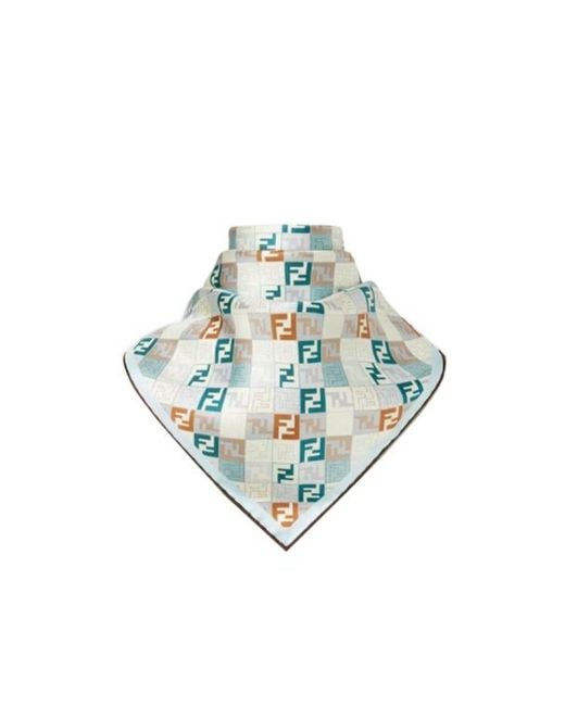 Fendi Blue Monogrammed Square Scarf
