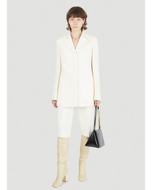 Jil Sander White Padded Shoulder Tailored Blazer