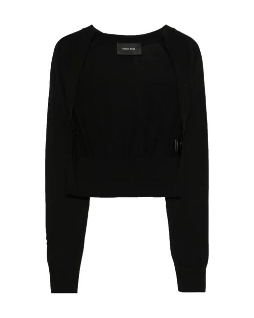 Simone Rocha Black Mercerised Cutout Sleeve Jumper