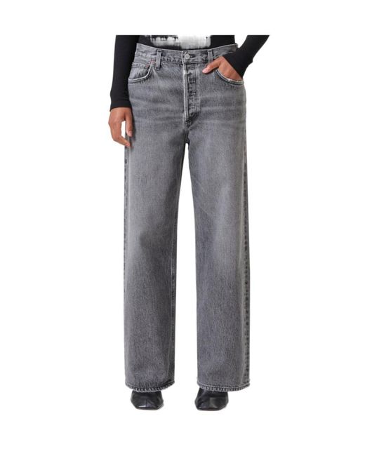 Agolde Black Low Rise Wide-Leg Jeans