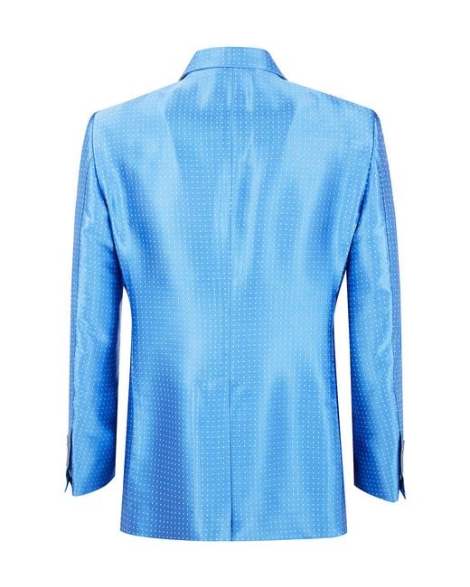 Tom Ford Blue Polka Dot Jacquard Double-Breasted Suit Jacket for men
