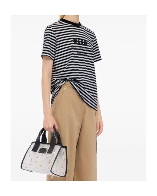 MSGM Black Striped Crewenck T-Shirt