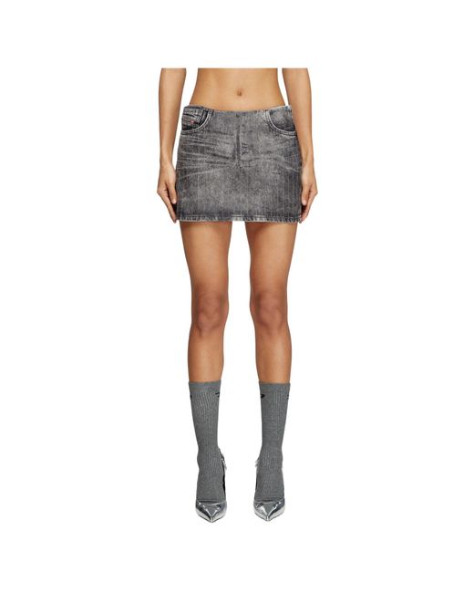 DIESEL Black De-Pra-Mini-S3 Pinstripe Denim Mini Skirt