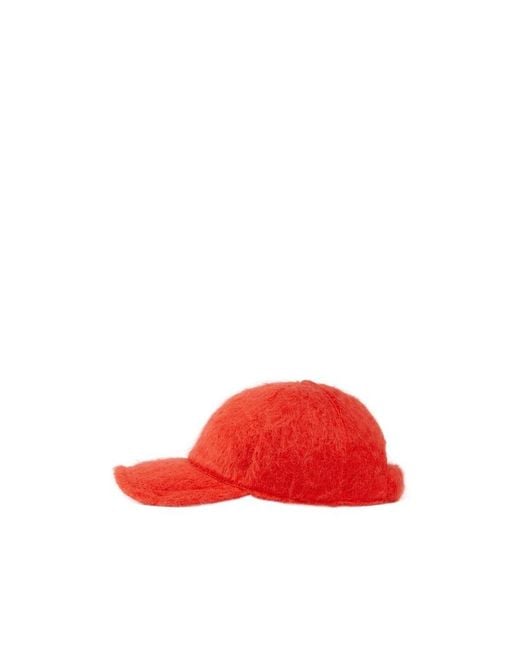 Gucci Red Double G Mohair Baseball Cap