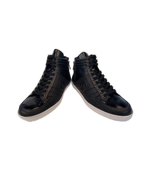 Giorgio Armani Black Strap-Up Casual Sneakers for men