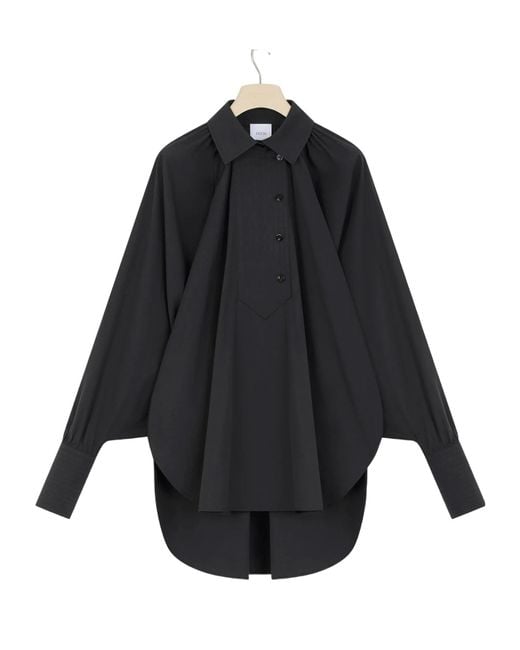 Patou Blue Artist Gathered Neckline Shirt