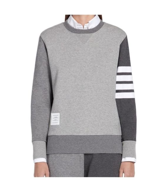 Thom Browne Gray 4-Bar Crewneck Sweatshirt