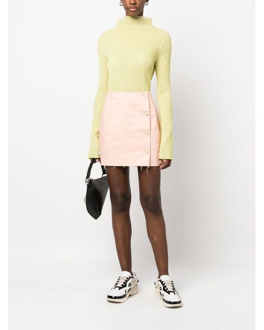 Raf Simons Pink Frayed Cotton Miniskirt