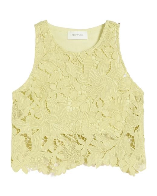 Sportmax Yellow Macramé Top