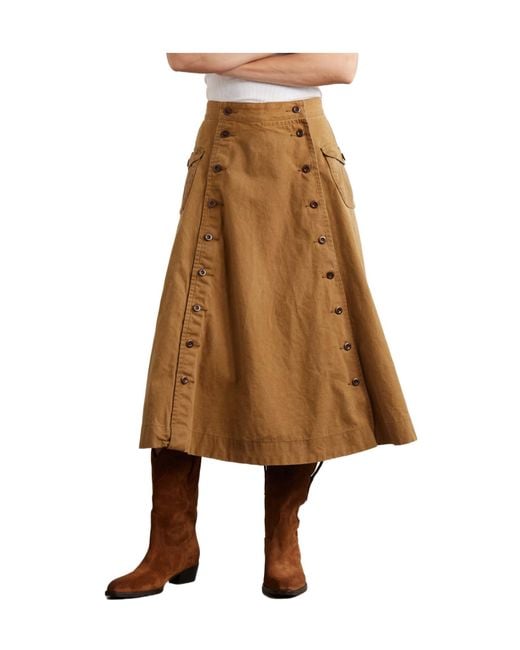 RRL Brown Cailtyn Cotton-Canvas Midi Skirt