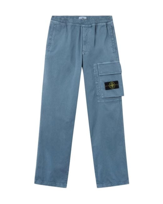 Stone Island Blue Loose-Fit Sweatpants With Drawstring Cuffs for men