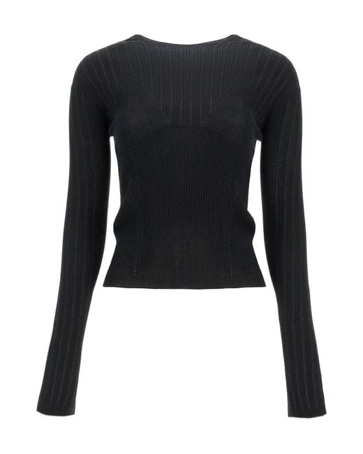 Lanvin Black Rib Round-Neck Sweater