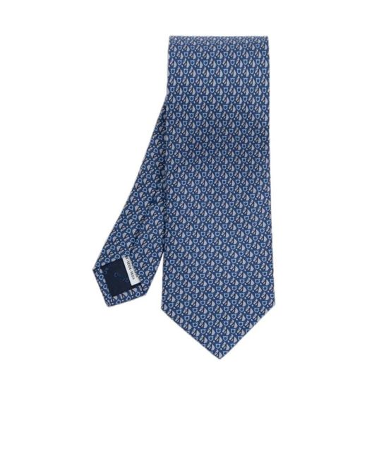 Ferragamo Blue Logo Pattern Tie for men