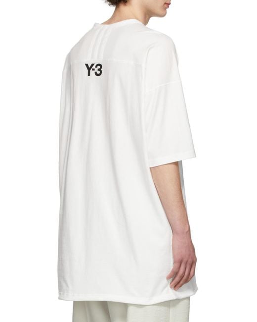 Y-3 White Logo Printed Crewneck T-Shirt for men