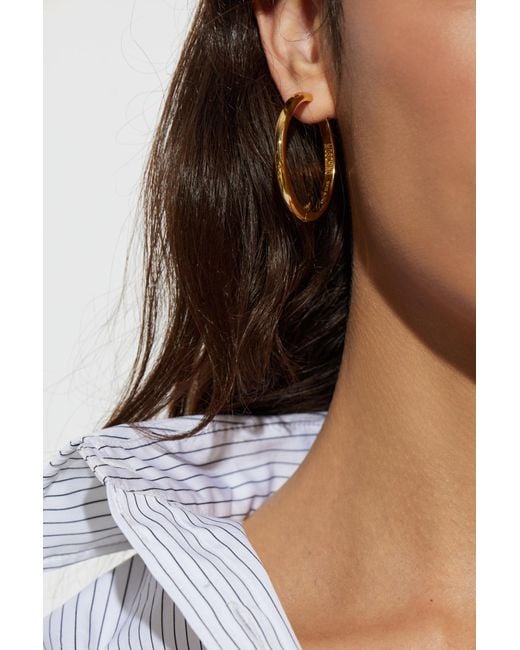 Moschino Metallic Embellished Hoop Earrings