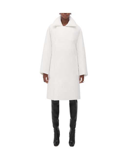 Bottega Veneta White Long Down Jacket With Belt