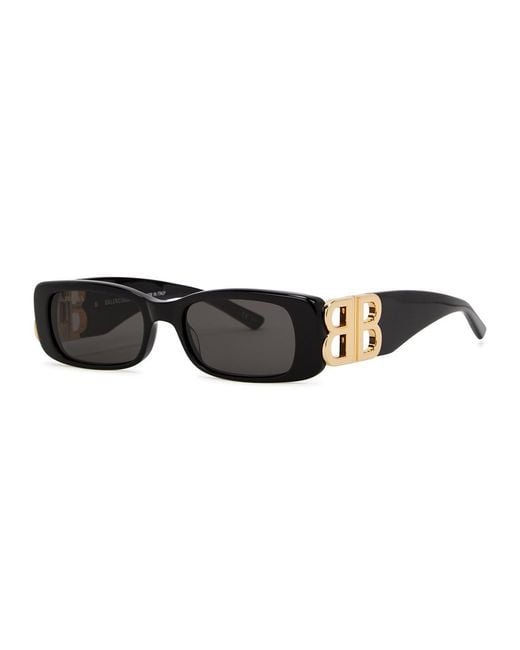 Balenciaga White Rectangle-Frame Sunglasses for men