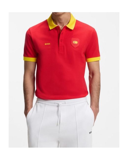 Boss Red Paddy Spain Flag Polo Shirt for men