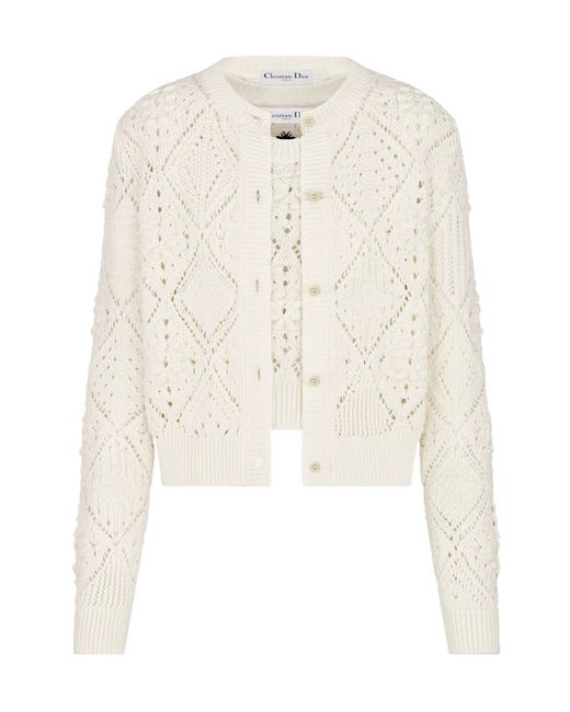 Dior White Openwork Cotton Knit