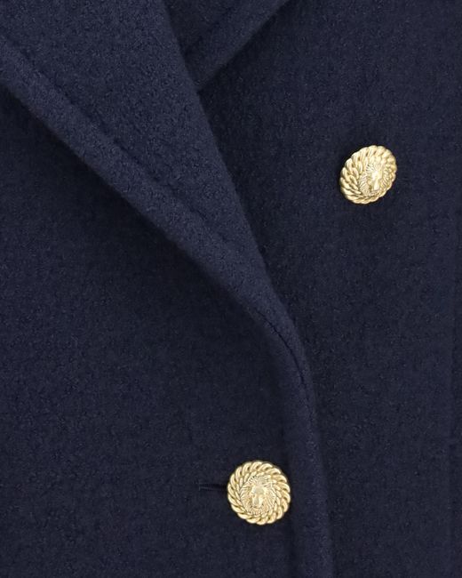 Balmain Blue Double-Breasted Buttoned Coat