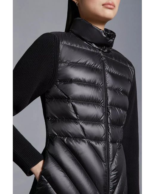 Moncler Black Padded Wool Cardigan