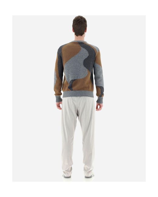 Herno Gray Abstract Pattern Printed Crewneck Jumper for men