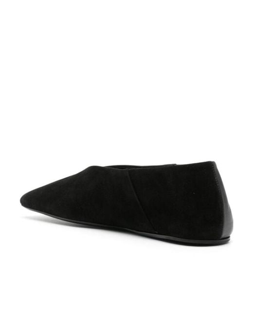 Jil Sander Black Square-Toe Slip-On Ballerina Shoes