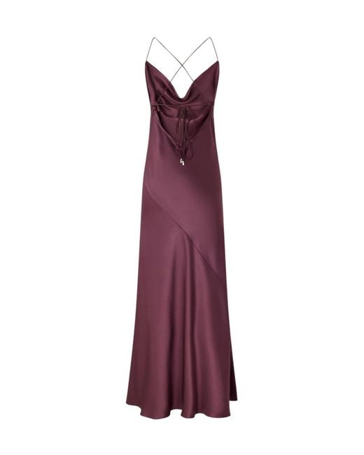 Pinko Purple Farro Satin Slip Dress