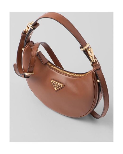 Prada Brown Arqué Zipped Shoulder Bag