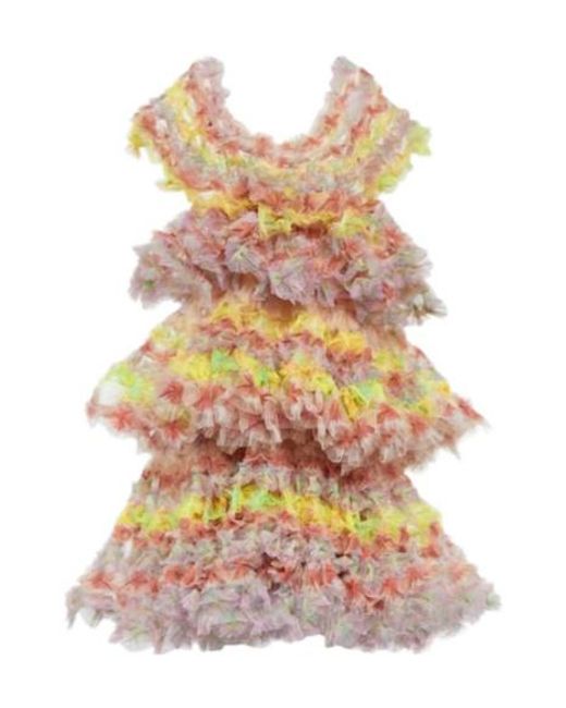 SUSAN FANG Pink Tiered Midi Dress