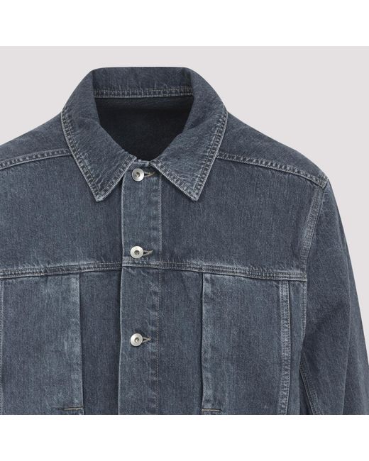 Rick Owens Blue Denim Buttoned Overshirt for men