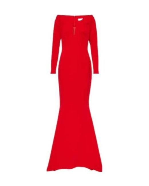Safiyaa Red Wilson Crêpe Fishtail Gown