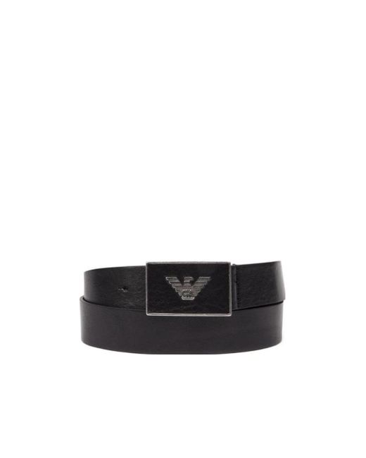 Emporio Armani White Logo Plaque Belt for men