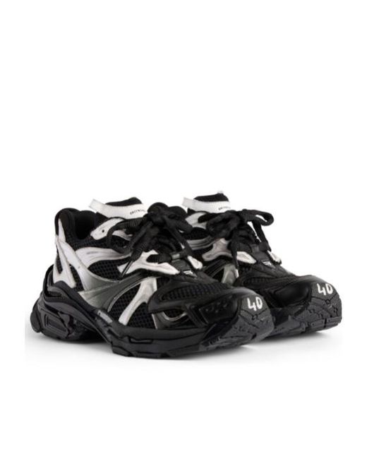Balenciaga Black Panelled Lace-Up Sneakers for men