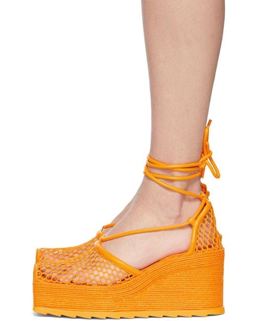 Bottega Veneta Metallic Net-Panel 90Mm Wedge Sandals