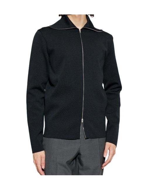 Jil Sander Blue Zipped Collar Sweatshirt for men