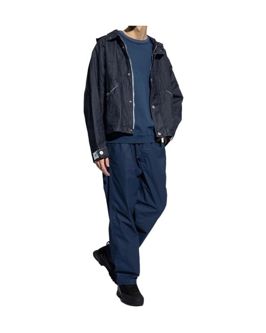 Stone Island Blue Mid-Rise Tapered Trousers for men