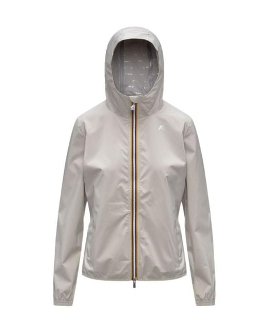 K-Way Gray Zip-Up Hooded Jacket