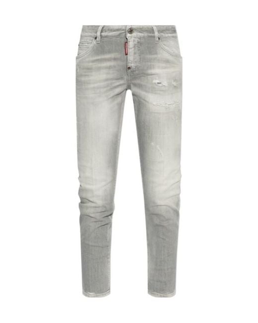 DSquared² Gray Cool Girl Straight-Leg Distressed Jeans