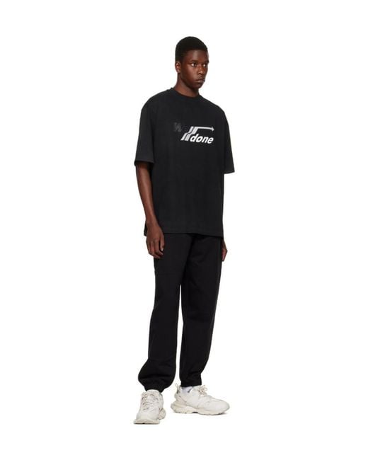 we11done Black Logo Round-Neck T-Shirt for men
